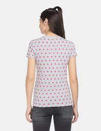 VIMAL JONNEY  Women Printed Round Neck Cotton Blend Silver T-Shirt